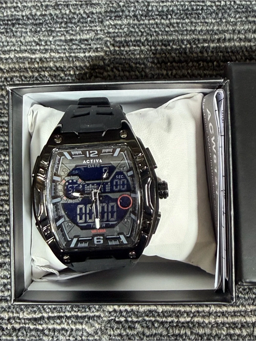 Activa Venzis X Invicta Digital Men’s Sport Watch-50mm Black Case New